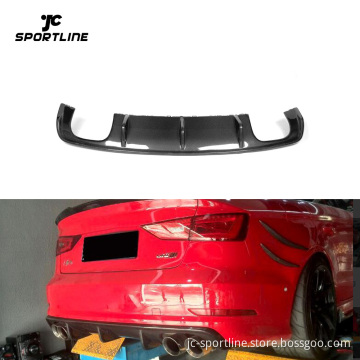 Carbon Fiber Rear Diffuser Lip for Audi A3 8V Sline S3 Sedan 4-Door 2014-2016